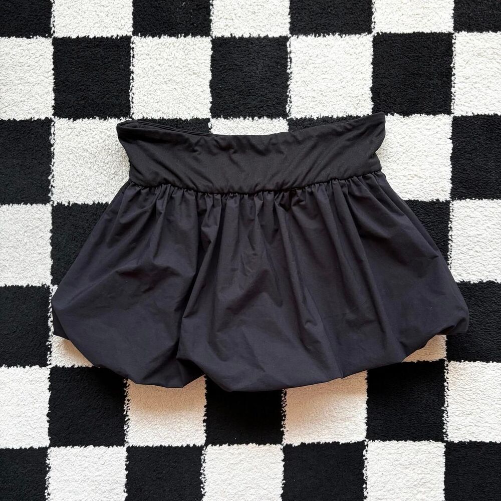 Black Bubble Cotton Mini Skirt L